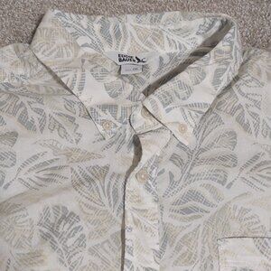 Eddie Bauer outdoor floral palm trees SS button front shirt Size 2XL